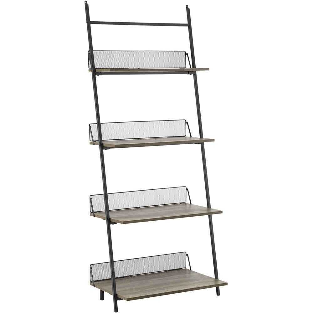 Walker Edison - Industrial Powder-Coated Steel, High-Grade MDF & Durable Laminate 4-Shelf Bookcase - Gray Wash_1
