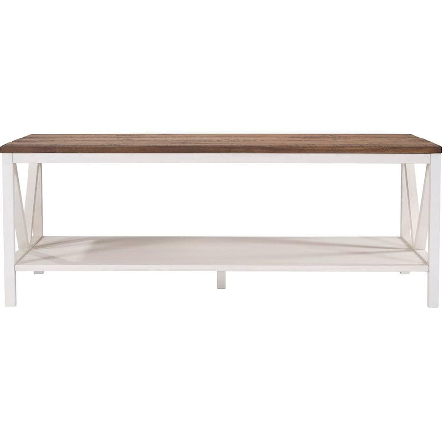 Walker Edison - Rectangular Farmhouse Solid Pine Wood Coffee Table - White Wash/Rustic Oak_0