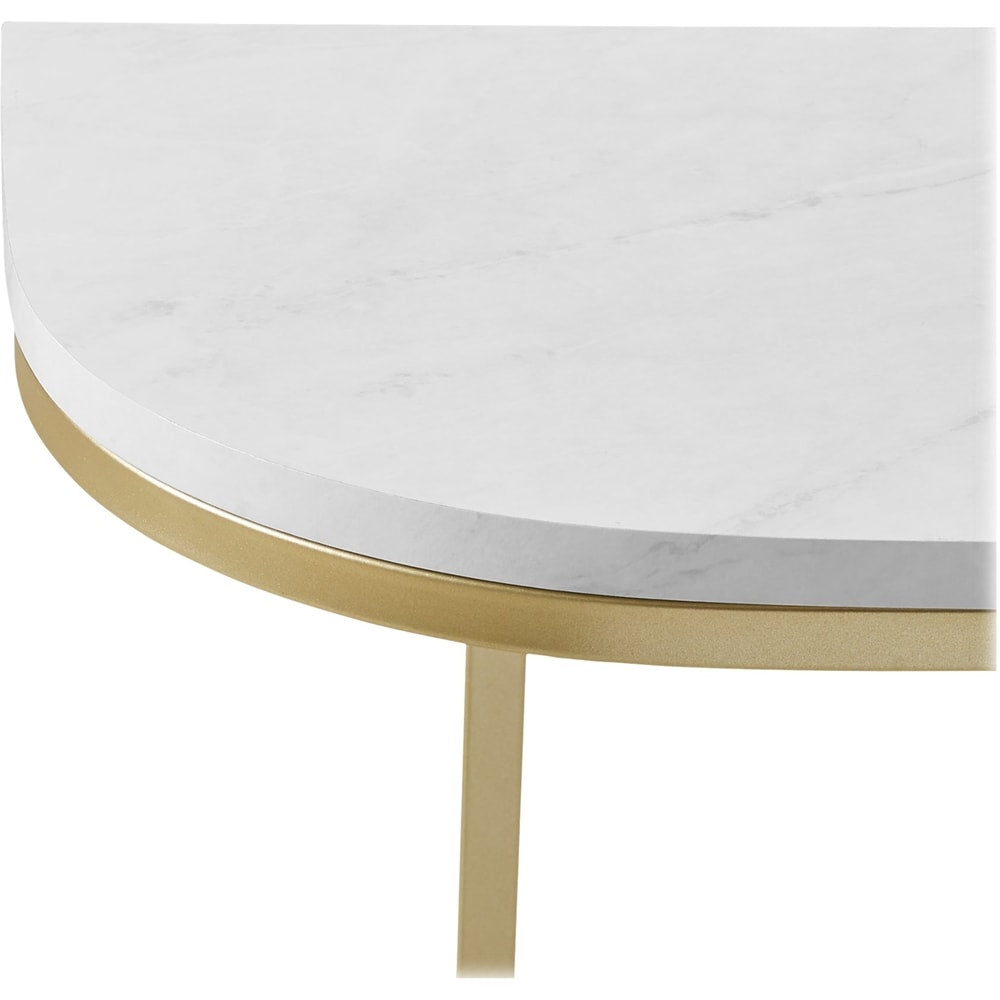 Walker Edison - Rectangular With Rounded Side Modern High-Grade MDF Entryway Table - White Marble_3