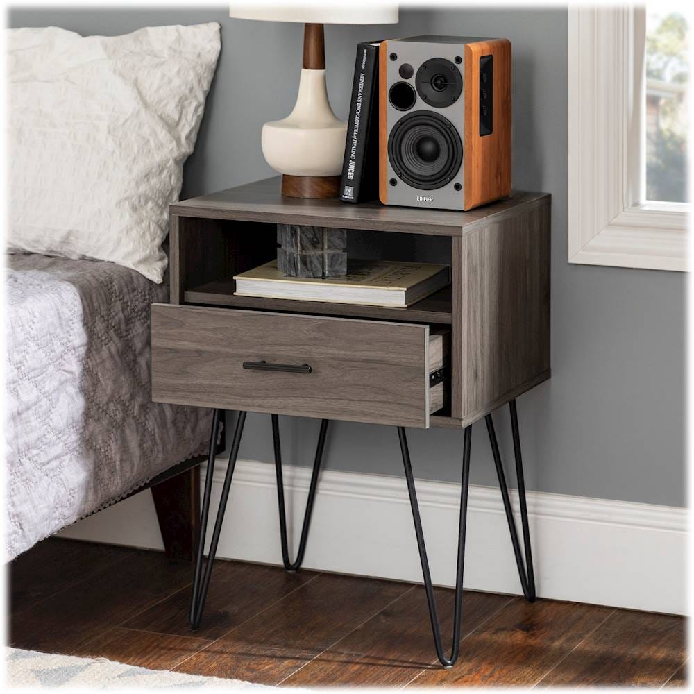 Walker Edison - Rectangular Mid-Century Modern High-Grade MDF 1-Drawer Side Table - Slate Gray_7