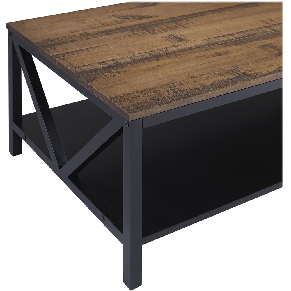 Walker Edison - Rectangular Farmhouse Solid Pine Wood Coffee Table - Reclaimed Barnwood_4