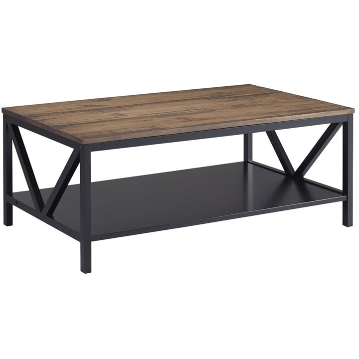 Walker Edison - Rectangular Farmhouse Solid Pine Wood Coffee Table - Reclaimed Barnwood_1