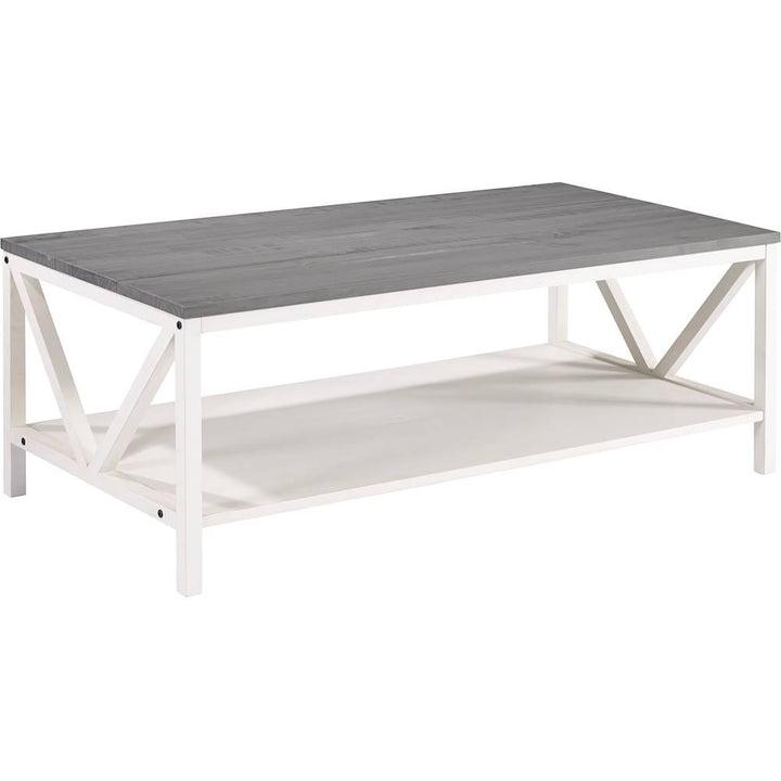 Walker Edison - Rectangular Farmhouse Solid Pine Wood Coffee Table - Gray_1