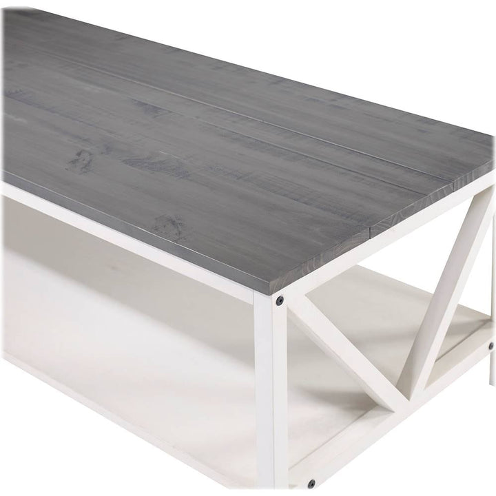 Walker Edison - Rectangular Farmhouse Solid Pine Wood Coffee Table - Gray_8