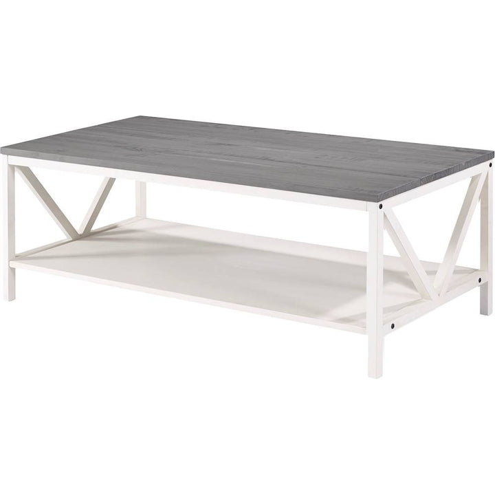 Walker Edison - Rectangular Farmhouse Solid Pine Wood Coffee Table - Gray_2