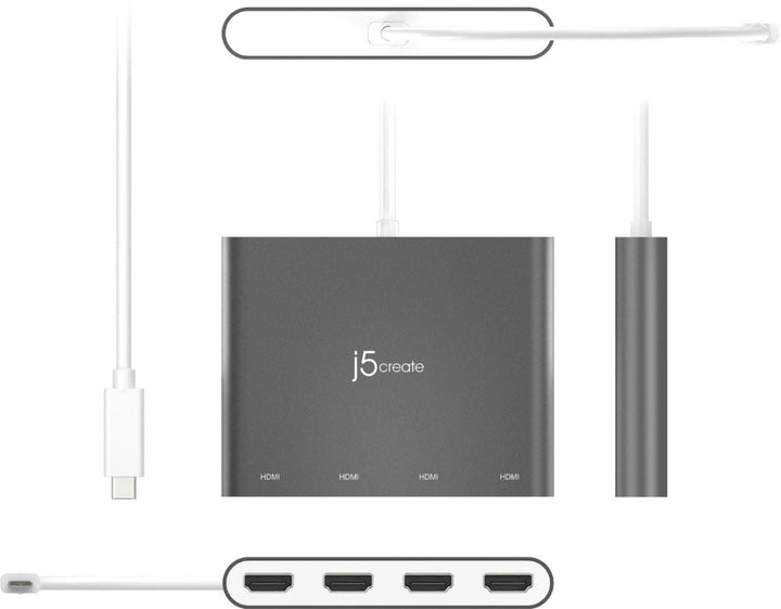 j5create - USB-C to 4-port HDMI Multi-Monitor Adapter - Silver_1