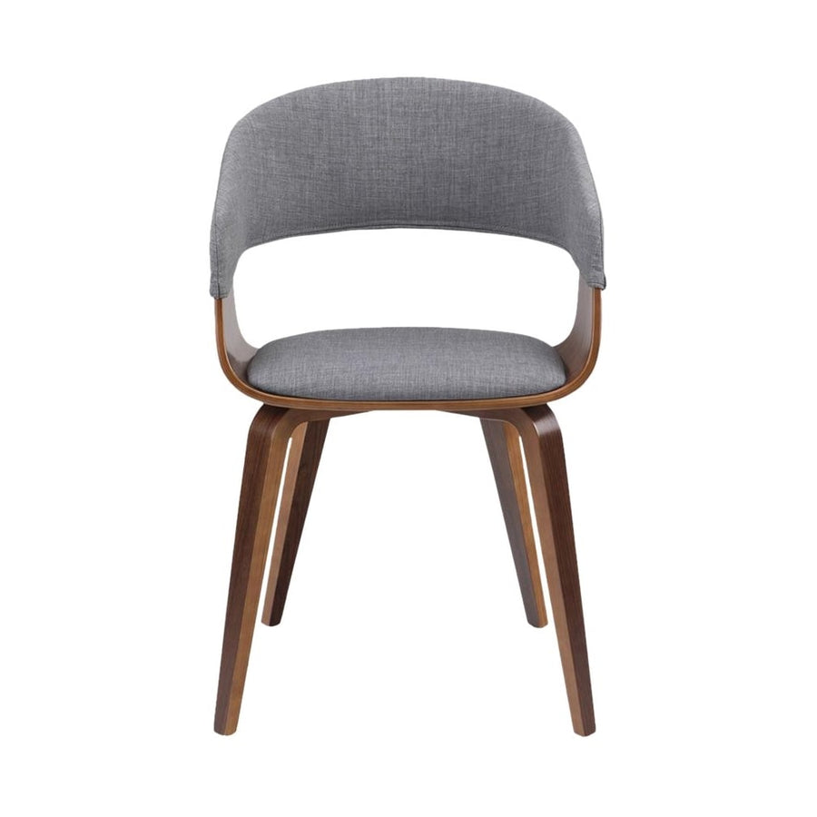Simpli Home - Lowell Mid Century Modern Bentwood Dining Chair in Light Grey Linen Look Fabric - Light Gray_0