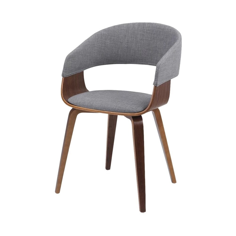 Simpli Home - Lowell Mid Century Modern Bentwood Dining Chair in Light Grey Linen Look Fabric - Light Gray_8