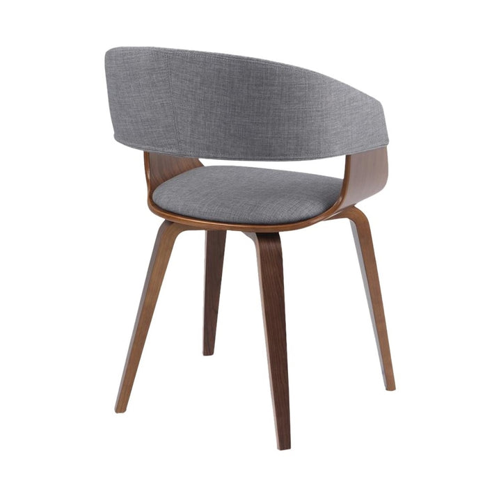 Simpli Home - Lowell Mid Century Modern Bentwood Dining Chair in Light Grey Linen Look Fabric - Light Gray_9