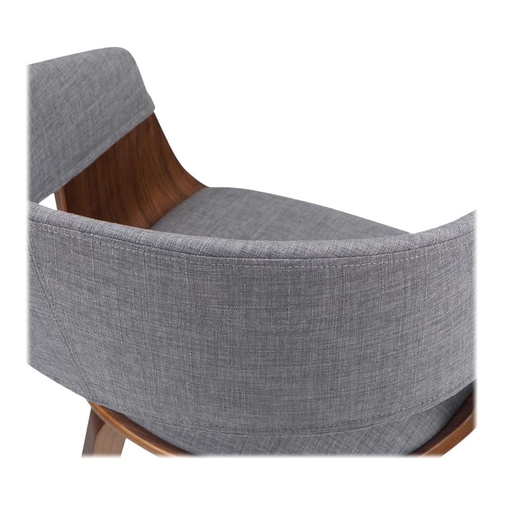 Simpli Home - Lowell Mid Century Modern Bentwood Dining Chair in Light Grey Linen Look Fabric - Light Gray_4