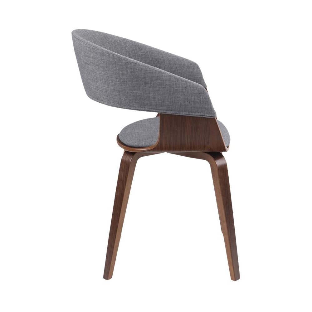 Simpli Home - Lowell Mid Century Modern Bentwood Dining Chair in Light Grey Linen Look Fabric - Light Gray_1