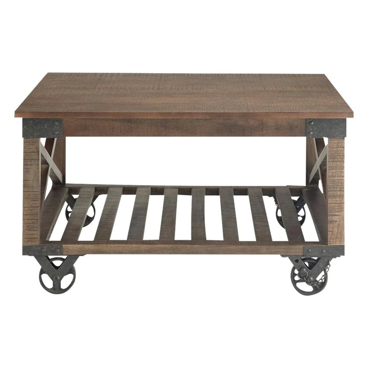 Simpli Home - Harding Square Industrial Mango Wood Coffee Table - Distressed Dark Brown_0