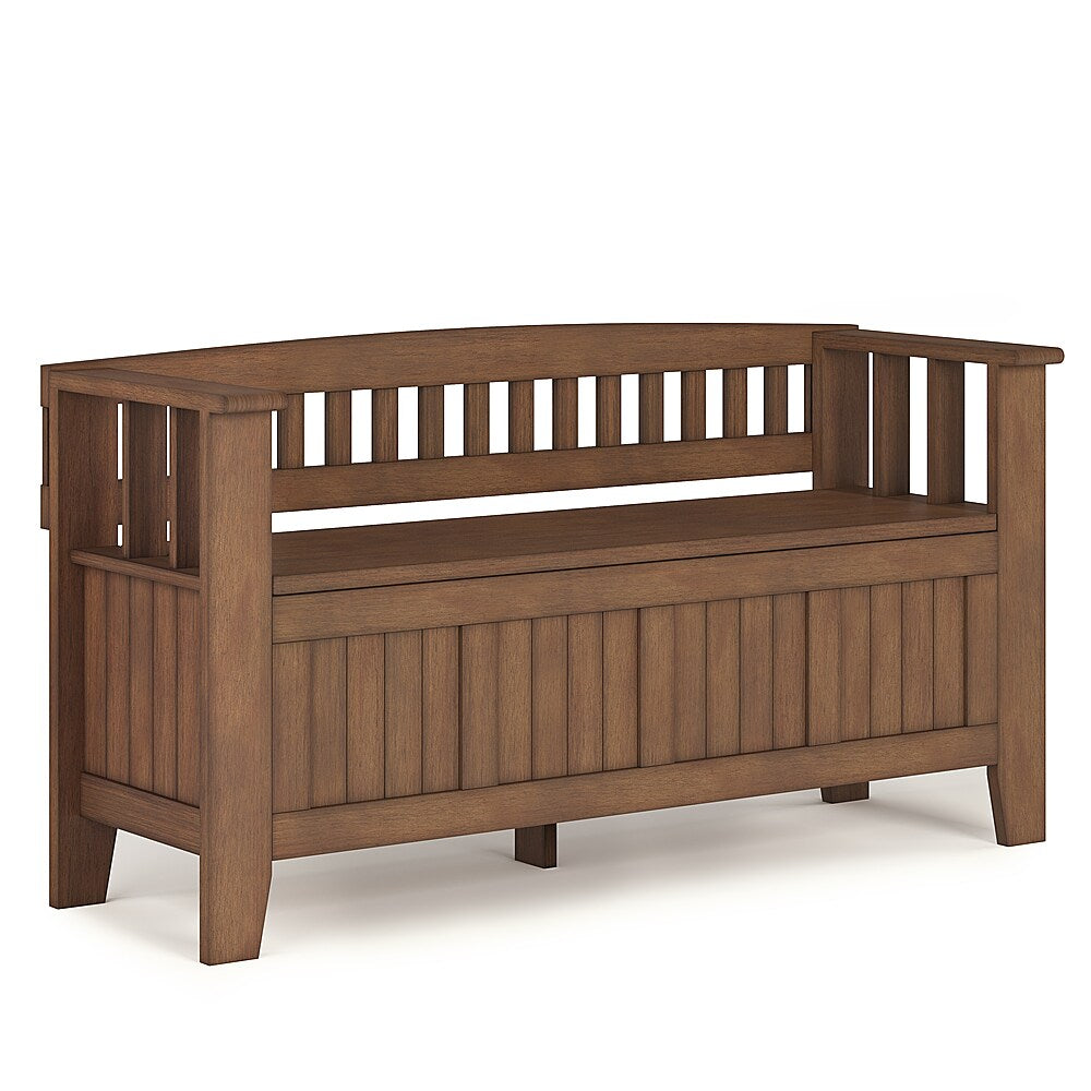 Simpli Home - Acadian SOLID WOOD 48 inch Wide Transitional Entryway Storage Bench in - Rustic Natural Aged Brown_1