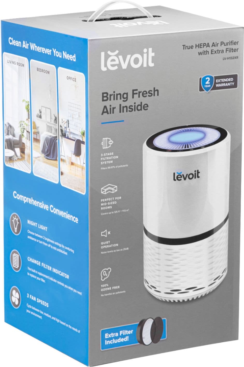 Levoit - Aerone 129 Sq. Ft True HEPA Air Purifier with Replacement Filter - White_3