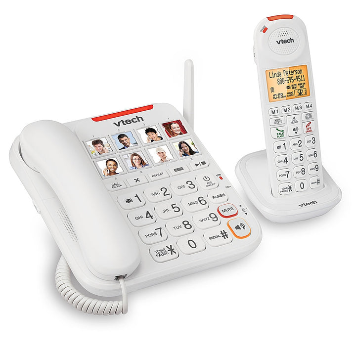 VTech - Amplified Corded/Cordless Answering System with Big Buttons Display - White_0