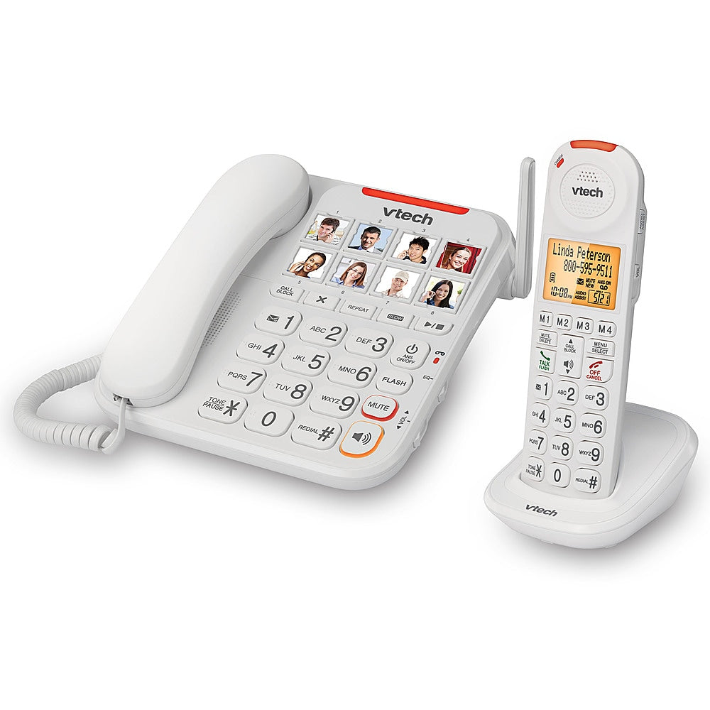 VTech - Amplified Corded/Cordless Answering System with Big Buttons Display - White_1