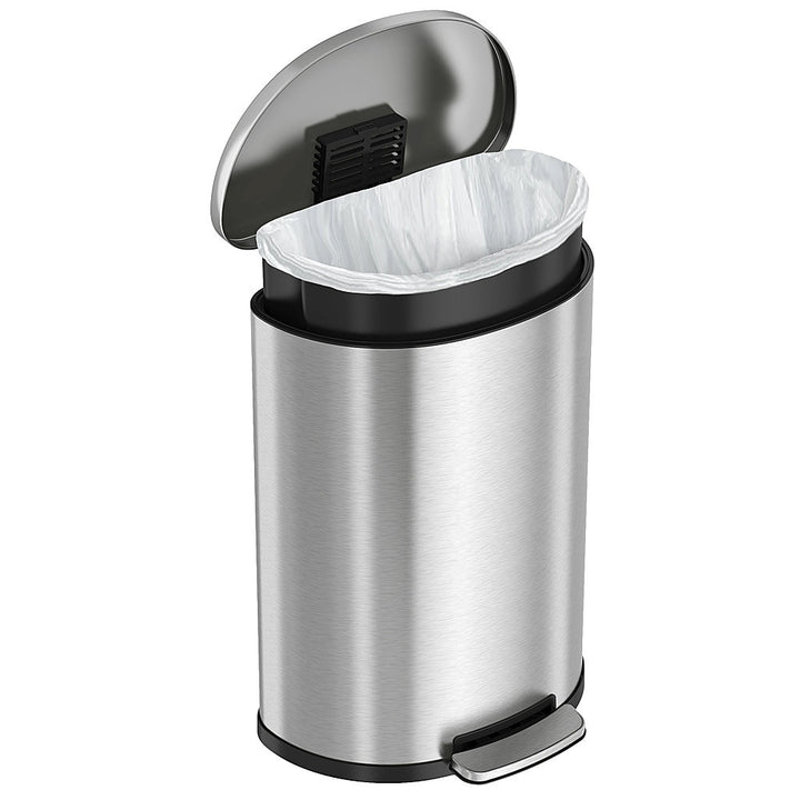 iTouchless - SoftStep 13.2-Gal. Half-Round Trash Can - Silver_6