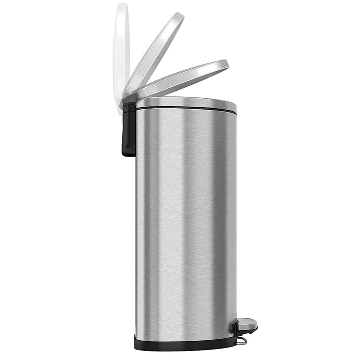 iTouchless - SoftStep 13.2-Gal. Half-Round Trash Can - Silver_5