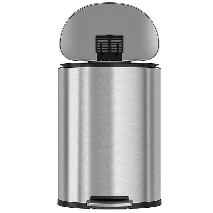 iTouchless - SoftStep 13.2-Gal. Half-Round Trash Can - Silver_3