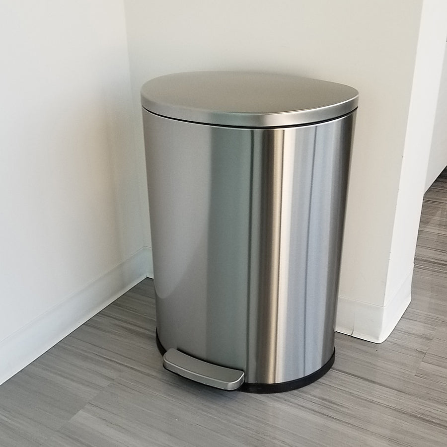 iTouchless - SoftStep 13.2-Gal. Half-Round Trash Can - Silver_0