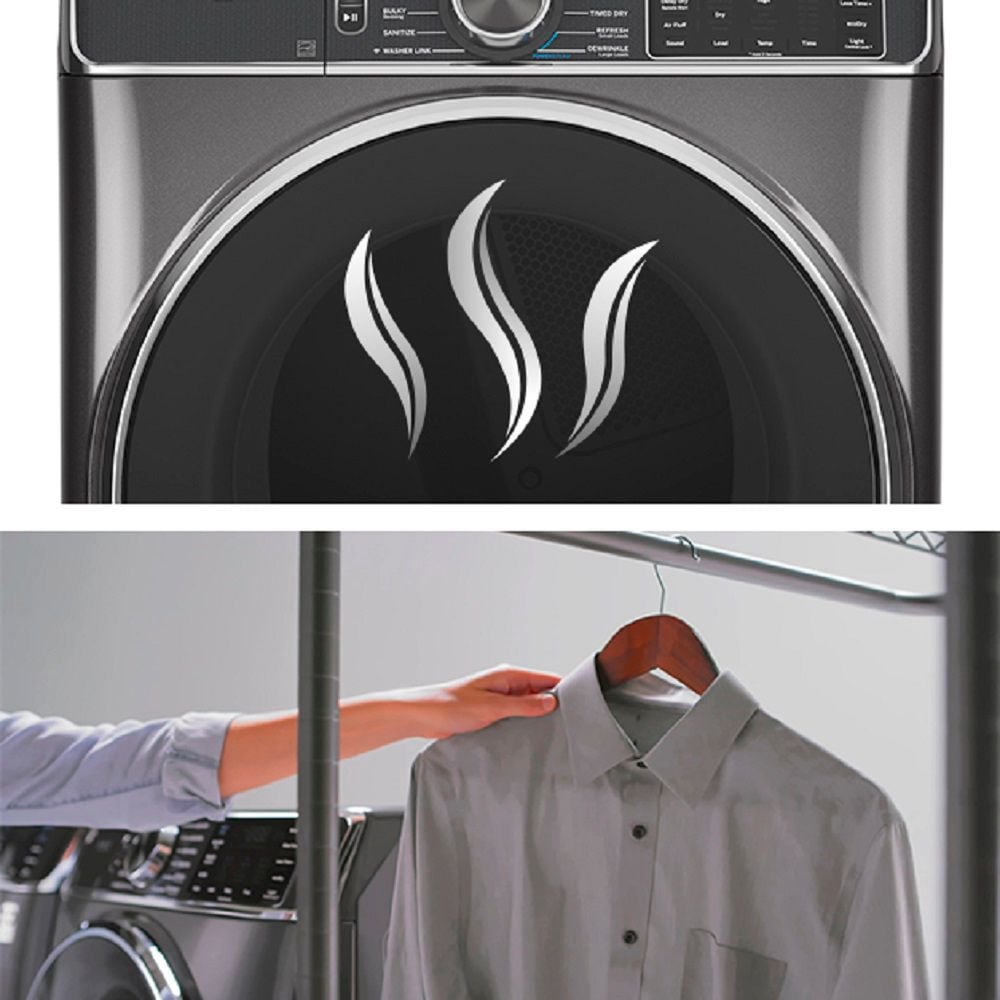 GE - 7.8 Cu. Ft. 12-Cycle Electric Dryer with Steam - Satin nickel_9