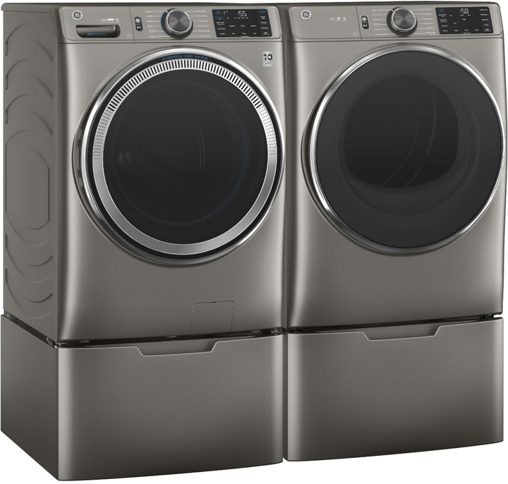 GE - 7.8 Cu. Ft. 12-Cycle Electric Dryer with Steam - Satin nickel_7