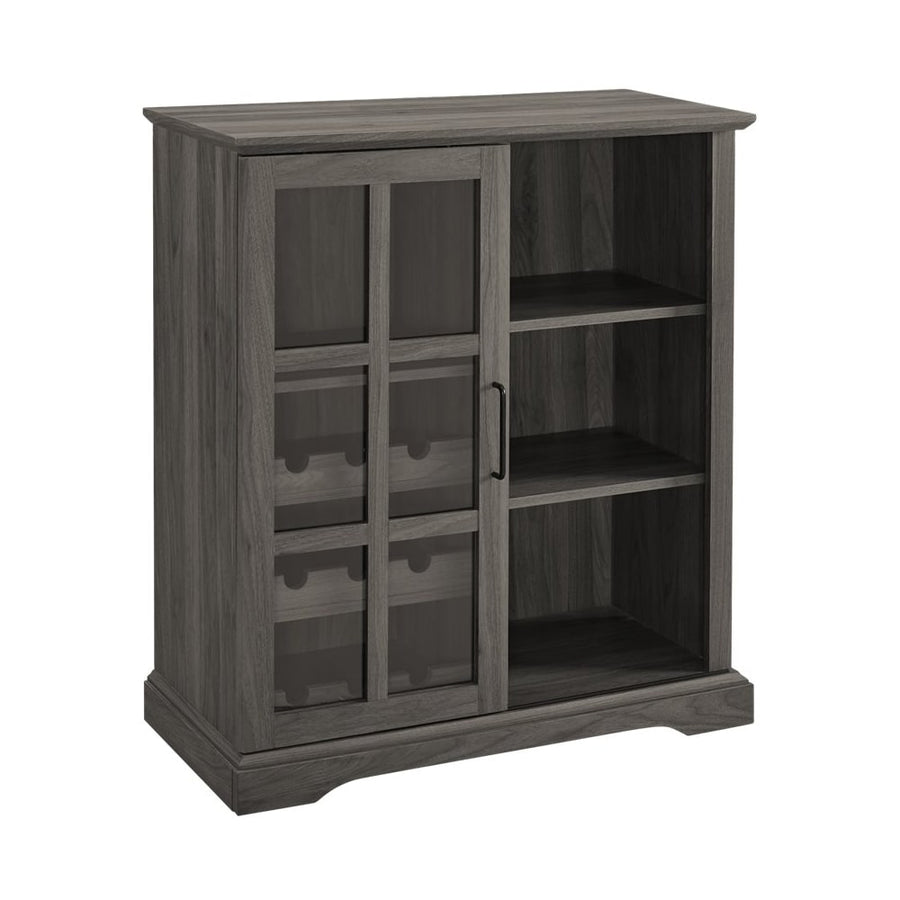 Walker Edison - Bar Cabinet with Sliding Glass Door - Slate Gray_0