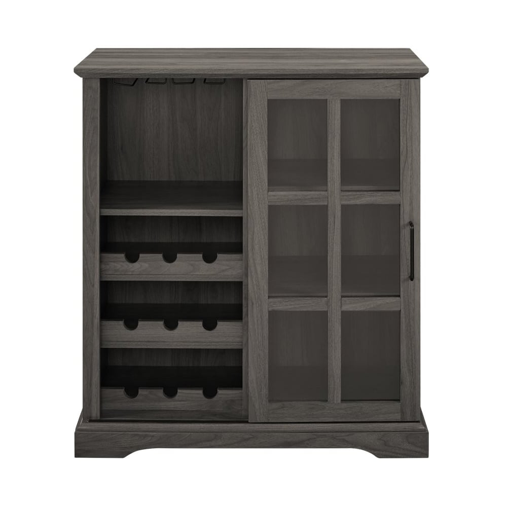 Walker Edison - Bar Cabinet with Sliding Glass Door - Slate Gray_3