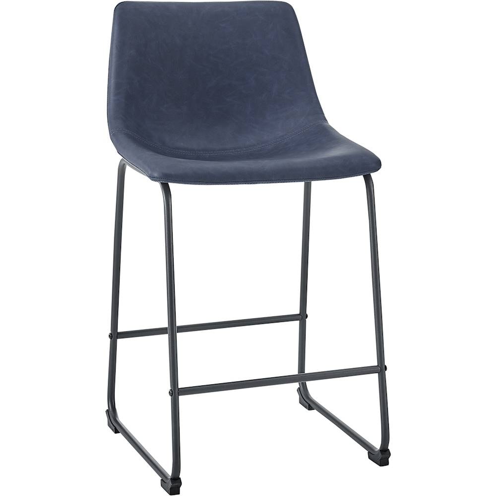 Walker Edison - Industrial Faux Leather Counter Stool (Set of 2) - Blue_1