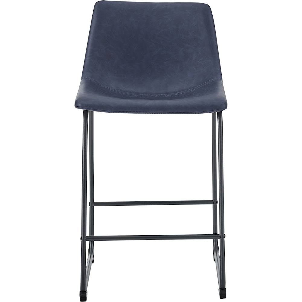 Walker Edison - Industrial Faux Leather Counter Stool (Set of 2) - Blue_0
