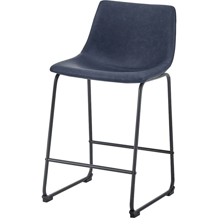 Walker Edison - Industrial Faux Leather Counter Stool (Set of 2) - Blue_2
