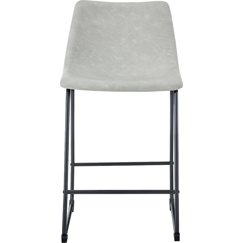 Walker Edison - Industrial Faux Leather Counter Stool (Set of 2) - Gray_0