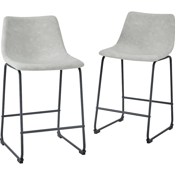 Walker Edison - Industrial Faux Leather Counter Stool (Set of 2) - Gray_8