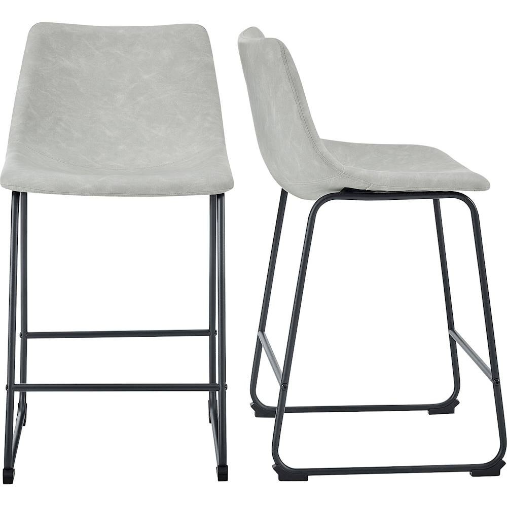 Walker Edison - Industrial Faux Leather Counter Stool (Set of 2) - Gray_5