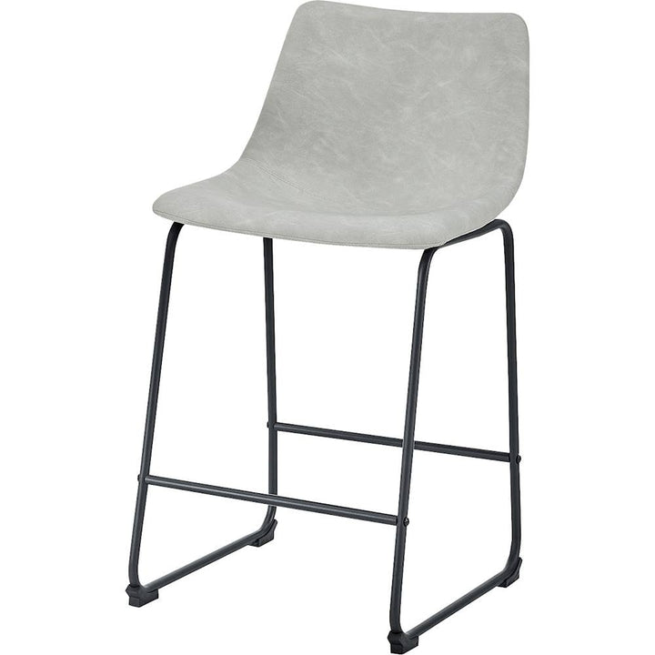 Walker Edison - Industrial Faux Leather Counter Stool (Set of 2) - Gray_2
