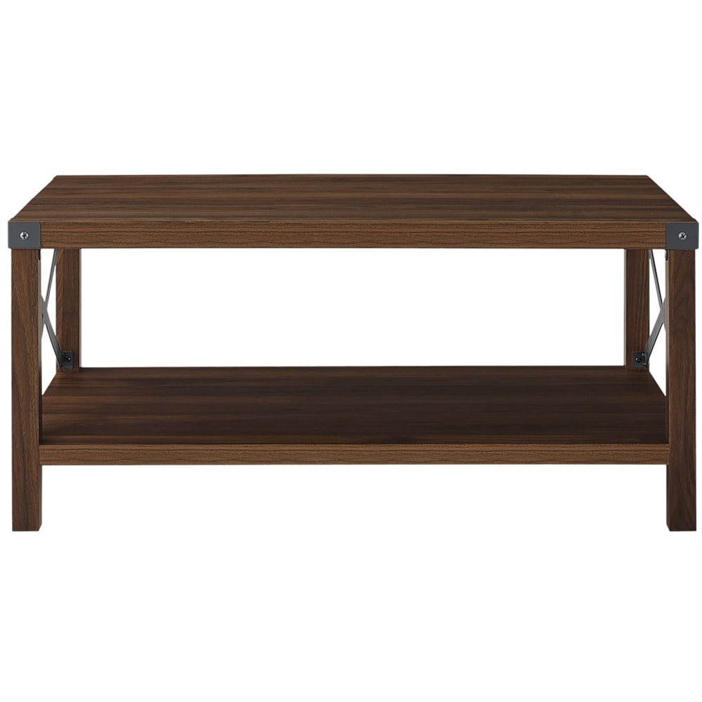 Walker Edison - Rustic Farmhouse Wood Coffee Table - Dark Walnut_0