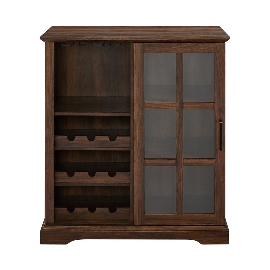 Walker Edison - Bar Cabinet with Sliding Glass Door - Dark Walnut_0