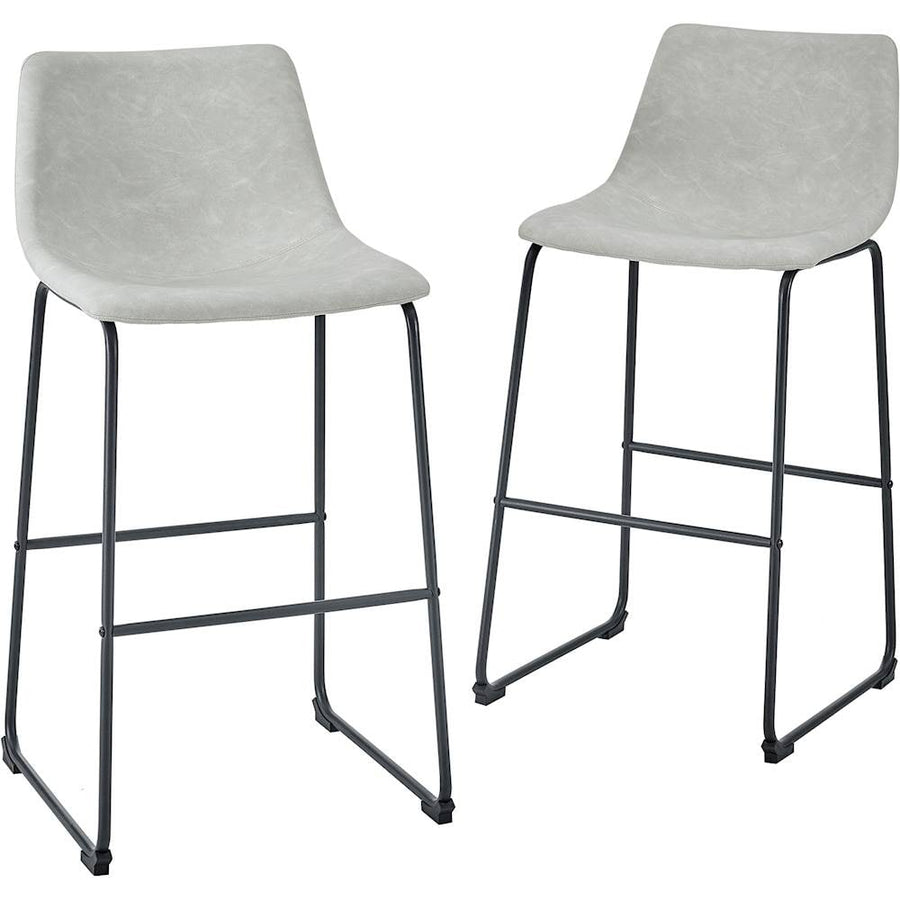 Walker Edison - Industrial Faux Leather Barstool (Set of 2) - Gray_4