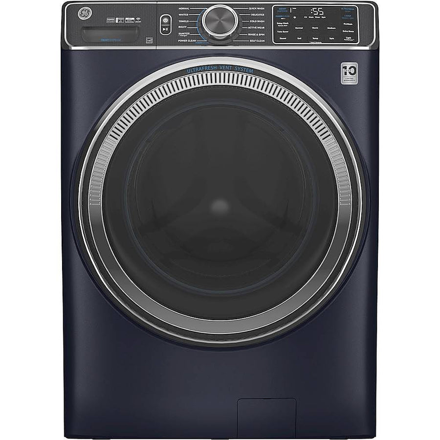 GE - 5.0 Cu Ft High-Efficiency Stackable Smart Front Load Washer w/UltraFresh Vent, Microban Antimicrobial & 1-Step Wash+Dry - Sapphire blue_0