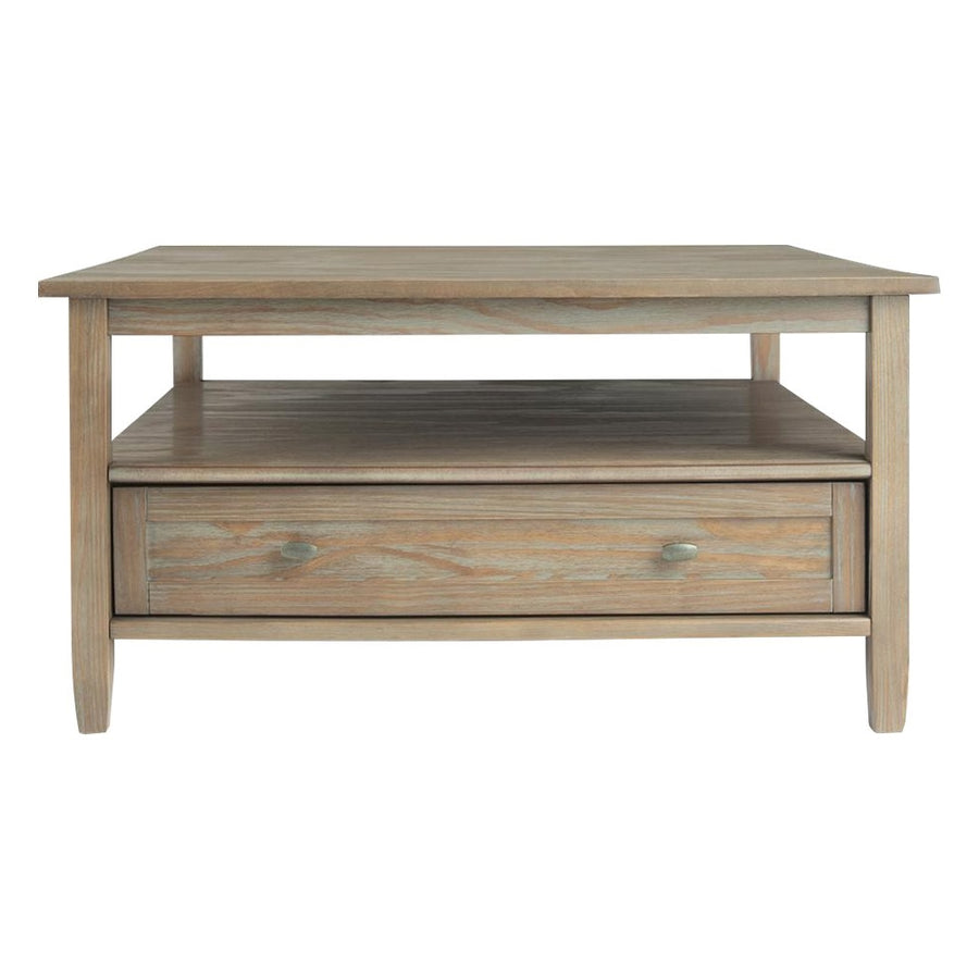 Simpli Home - Warm Shaker Square Rustic Wood 2-Drawer Coffee Table - Distressed Gray_0