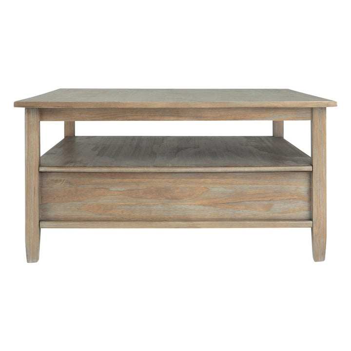Simpli Home - Warm Shaker Square Rustic Wood 2-Drawer Coffee Table - Distressed Gray_3