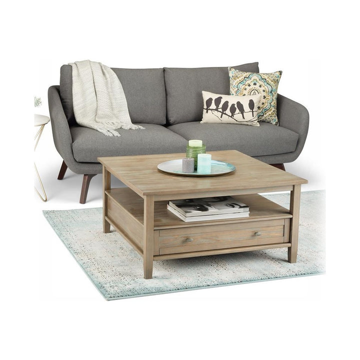 Simpli Home - Warm Shaker Square Rustic Wood 2-Drawer Coffee Table - Distressed Gray_4