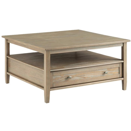 Simpli Home - Warm Shaker Square Rustic Wood 2-Drawer Coffee Table - Distressed Gray_2