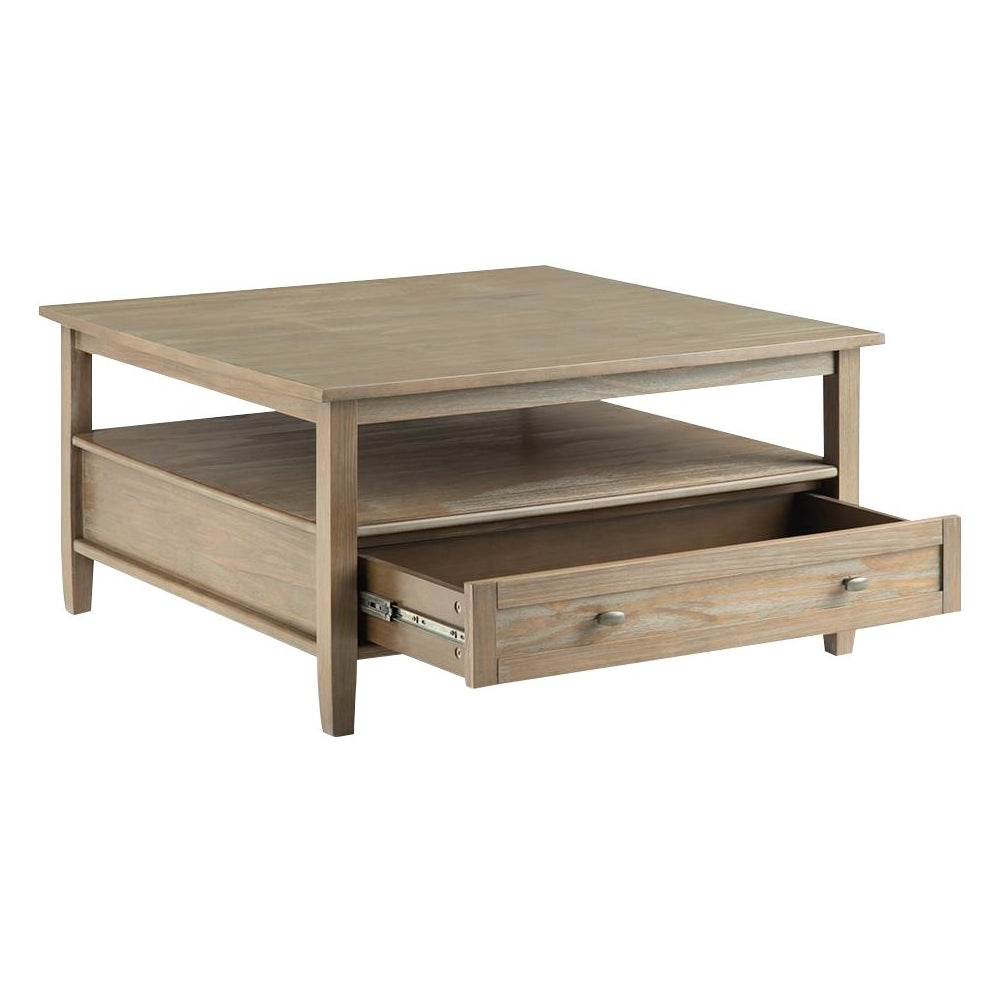 Simpli Home - Warm Shaker Square Rustic Wood 2-Drawer Coffee Table - Distressed Gray_1