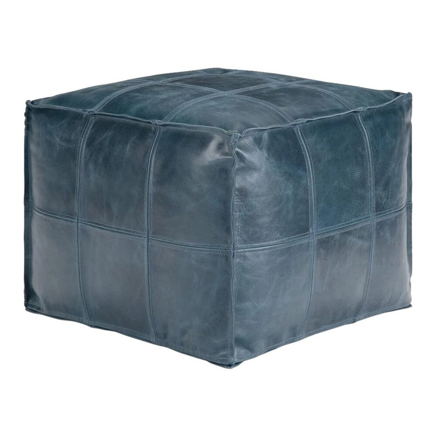 Simpli Home - Manning Square Contemporary Leather/Polystyrene Pouf - Teal_0