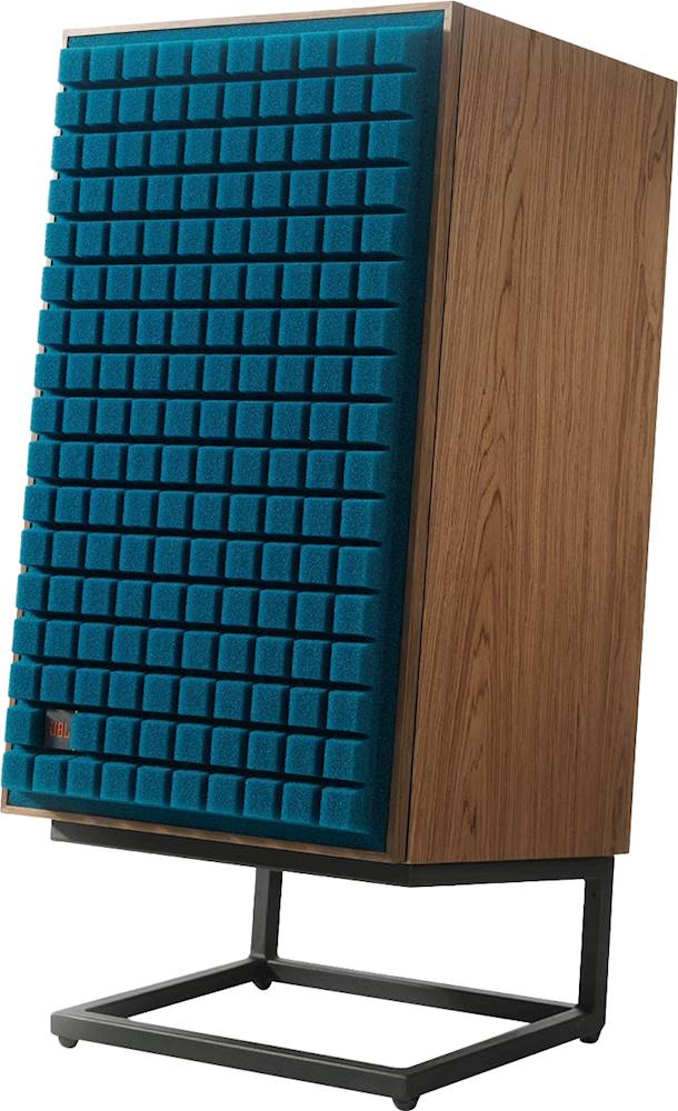 JBL - 12" 3-Way Bookshelf Loudspeakers (Each) - Satin Walnut Wood Veneer With Blue Grille_2