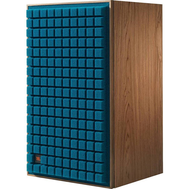 JBL - 12" 3-Way Bookshelf Loudspeakers (Each) - Satin Walnut Wood Veneer With Blue Grille_7