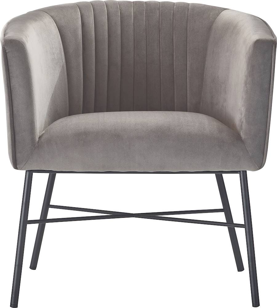 Adore Decor - 4-Leg Metal and Velvet Plush Accent Chair - Gray_0