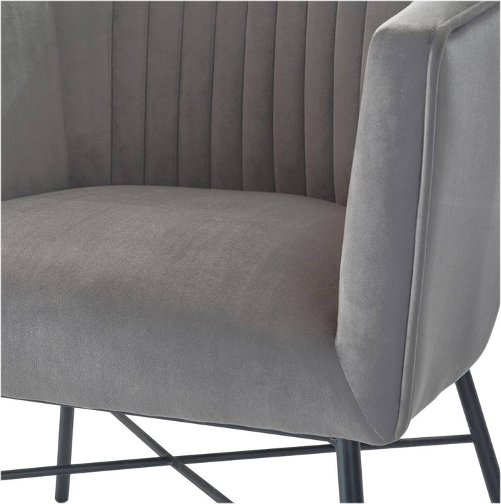 Adore Decor - 4-Leg Metal and Velvet Plush Accent Chair - Gray_3