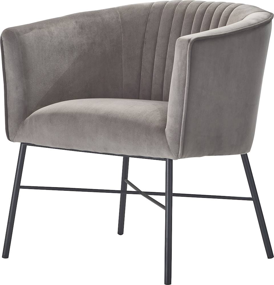 Adore Decor - 4-Leg Metal and Velvet Plush Accent Chair - Gray_1